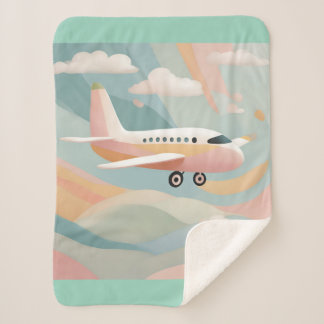 Airplane AI art Sherpa Blanket