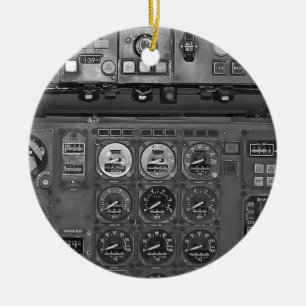 Airplane Aircraft Flight Deck Cockpit Pilot Flies Ceramic Ornament