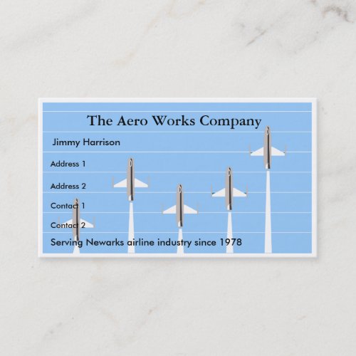 Airplane Airline Aeronautics Aviation Business Card Template