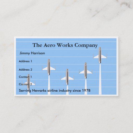 Customizable Airplane Airline Aeronautics Aviation Business Card Template