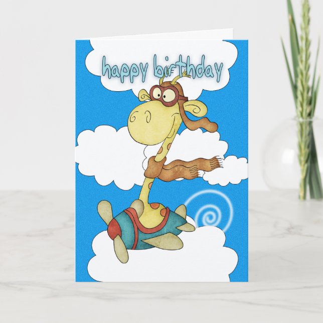Airplane / Airplane Giraffe Birthday Card - Child (Front)
