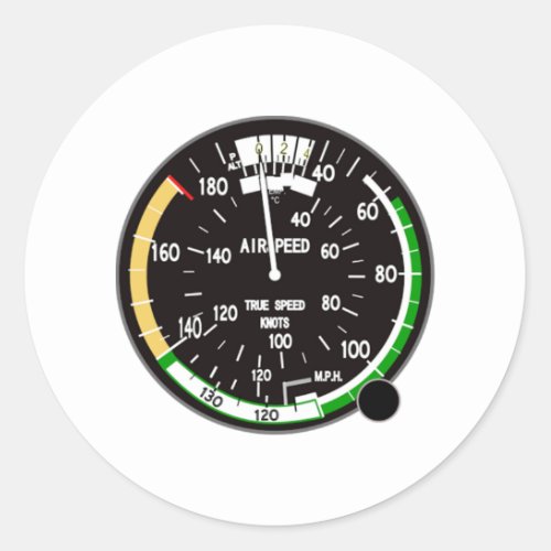 Airplane Airspeed Indicator Classic Round Sticker