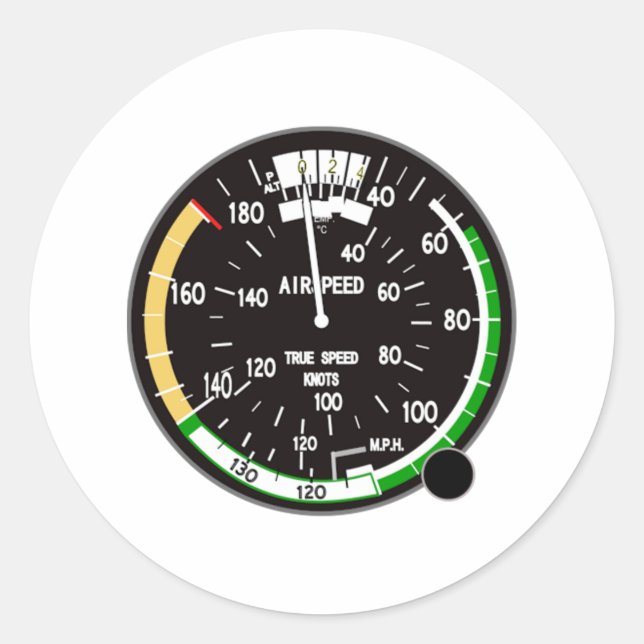 Airplane Airspeed Indicator Classic Round Sticker (Front)