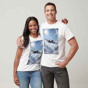 Airplane and Birds in Harmony Under the Sun T-Shirt