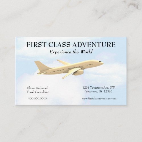 Airplane and Blue Sky Travel Agent Business Card