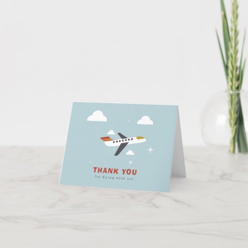Airplane and Clouds Kids Birthday Thank You Card