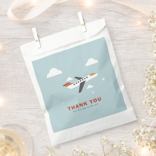 Airplane and Clouds Kids Birthday Thank You Favor Bag (Clipped)
