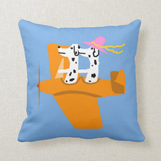 Airplane and Dalmatians Throw Pillow