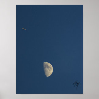 Airplane and moon poster