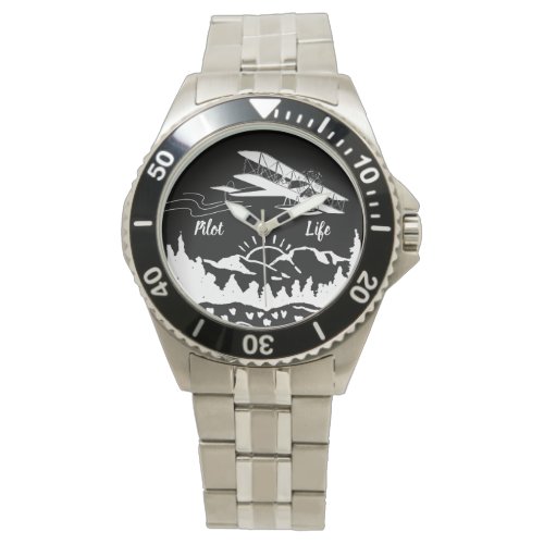 Airplane and Mountains Wrist watch  Aviation