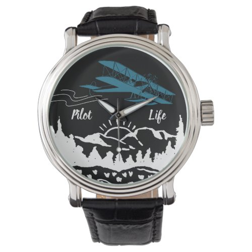 Airplane and Mountains Wrist watch  Aviation