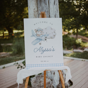 Airplane and Teddy Bear Baby Shower Welcome Sign