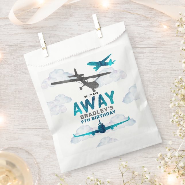 Airplane Aviation Any Age Birthday Party Favor Bag (Clipped)