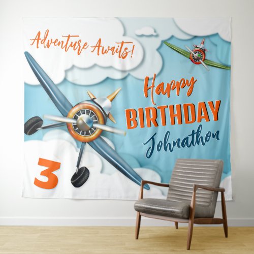 Airplane Aviation Birthday Backdrop