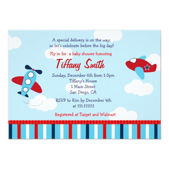 Airplane Themed Baby Shower Invitations 9