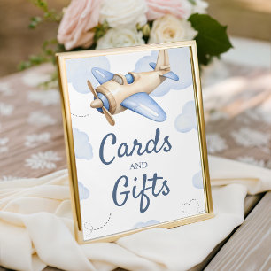 Airplane Aviator Cards Gifts Table Sign 8x10