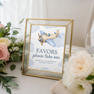 Airplane Aviator Favors Thank You Sign 8x10