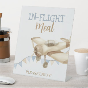 Airplane Aviator Pilot 1st Birthday Food Eat Pedestal Sign