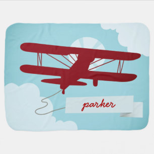 Airplane baby blanket, personalized stroller blanket