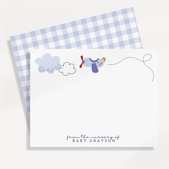 Airplane Baby Boy Nursery Note Card (Creator Uploaded)