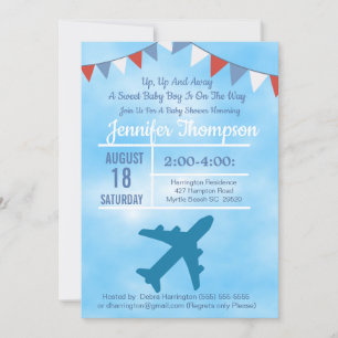 Airplane Baby Boy Shower Invitation