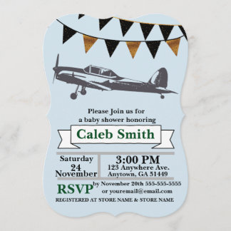 Airplane Baby Boy Shower Invitations