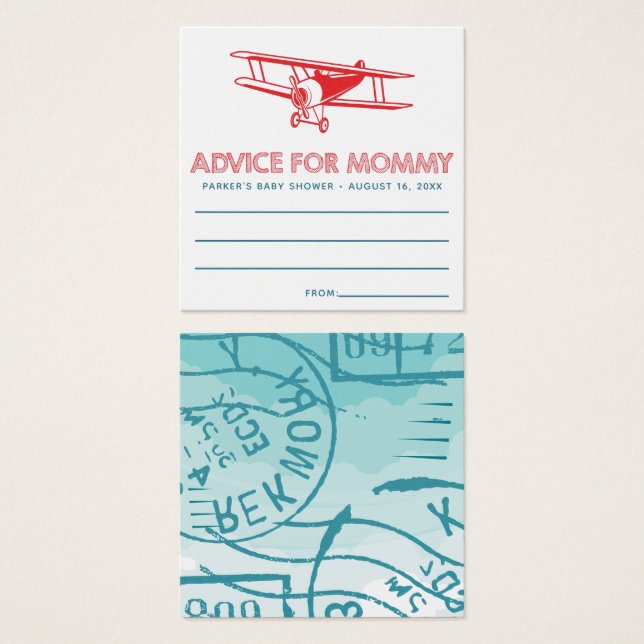 Airplane  Baby Shower Advice Card (Front & Back)