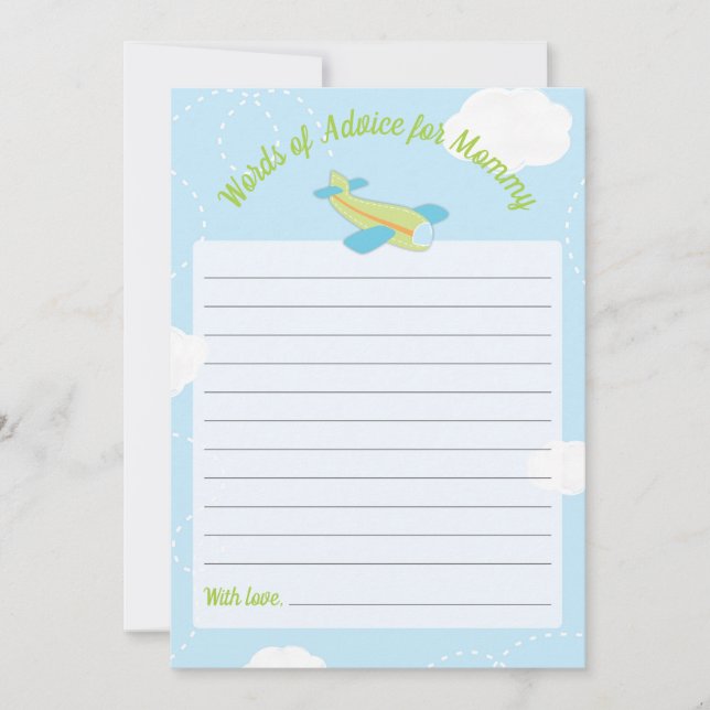 Airplane Baby Shower Advice for Mommy Invitation (Front)