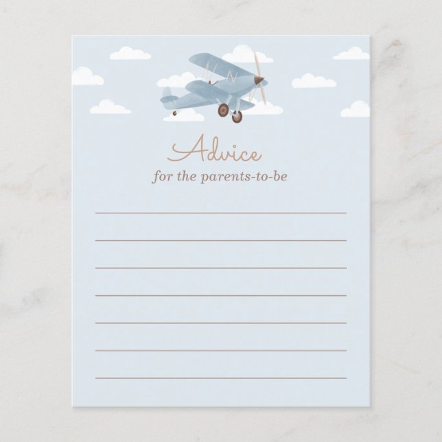 Airplane Baby Shower Advice for the Parents Card (Front)