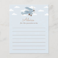 Airplane Baby Shower Advice for the Parents Card