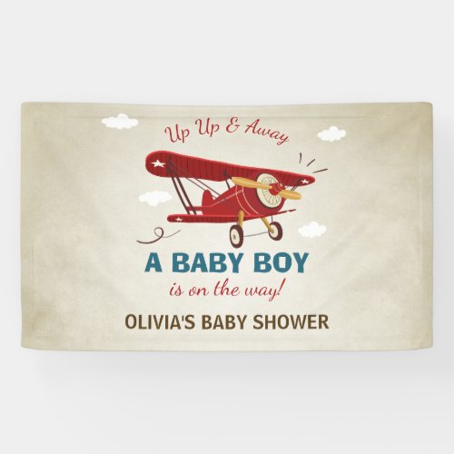 Airplane Baby shower Banner Travel Adventure Boy