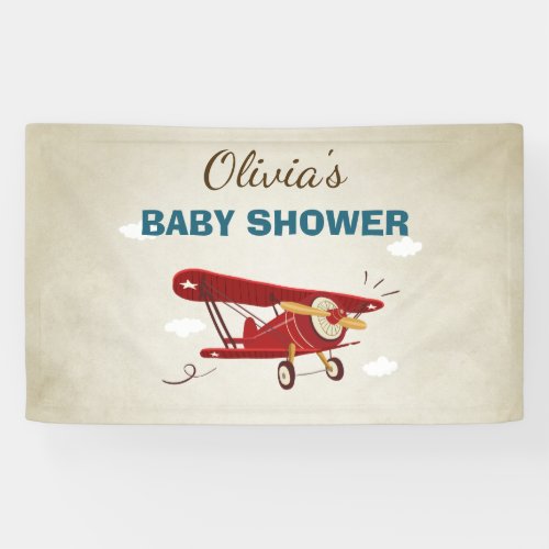 Airplane Baby shower Banner Travel Adventure Boy