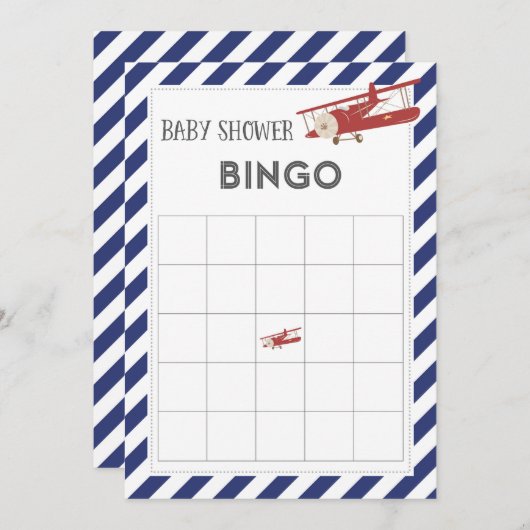 Airplane Baby Shower Bingo Card (Front/Back)