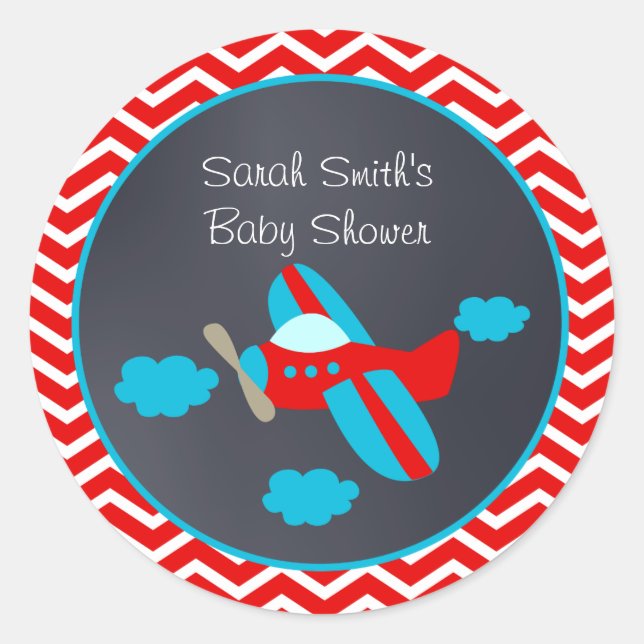 Airplane Baby Shower Favor Stickers (Front)