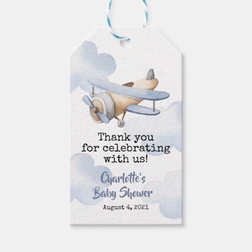 Airplane Baby Shower Favor Tag