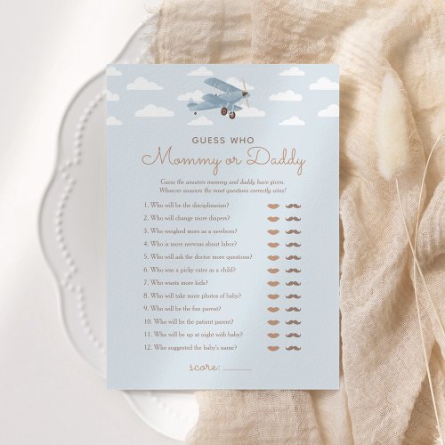 Airplane Baby Shower Guess Who Mommy or Daddy Game Invitation