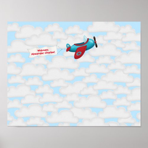 Airplane Baby Shower Guest Book Poster