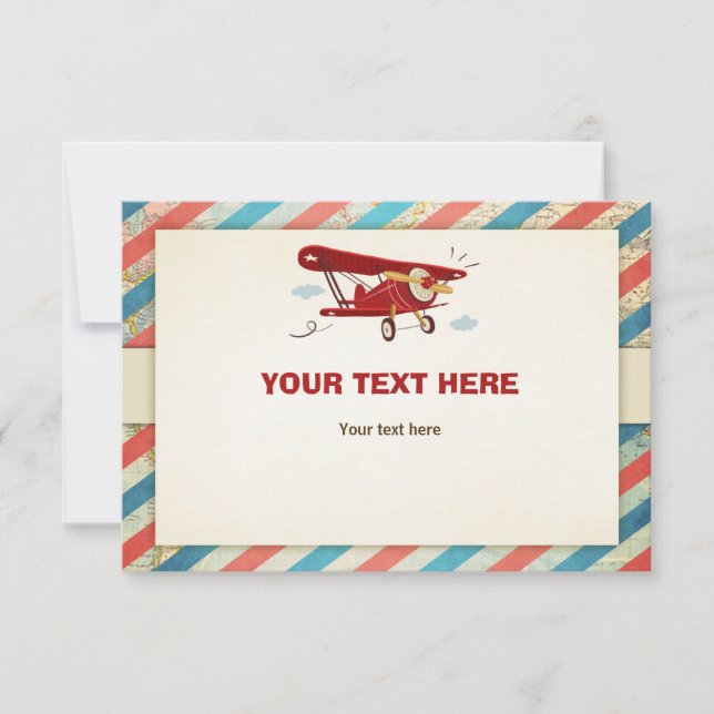 Airplane Baby Shower insert card Adventure Travel (Front)