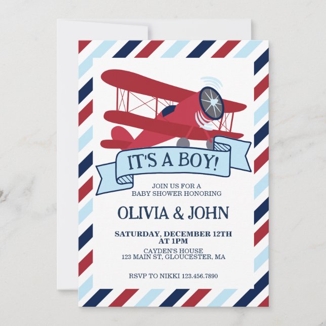 Airplane Baby Shower Invitation (Front)