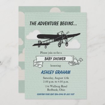 Airplane Baby Shower Invitation by SugSpc_Invitations at Zazzle