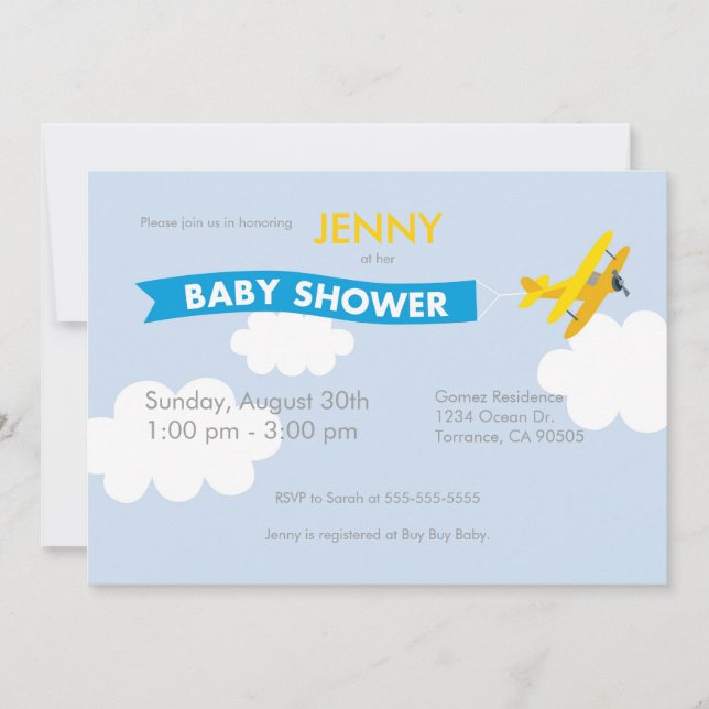 Airplane Baby Shower Invitation (Front)