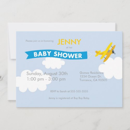 Airplane Baby Shower Invitation