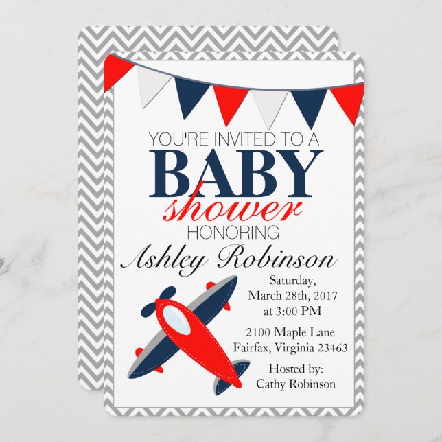 Airplane | Baby Shower Invitation (Front/Back)