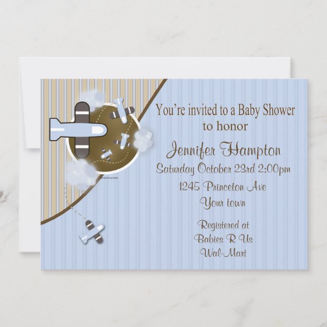 Airplane Baby Shower Invitation (Front)