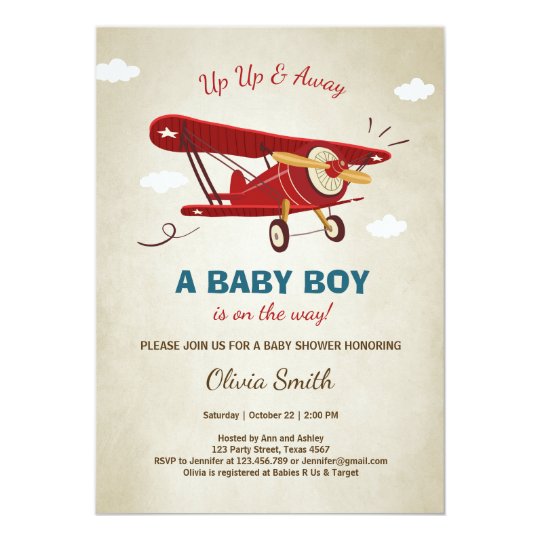 Airplane Baby Shower Invitation Travel Adventure | Zazzle.com