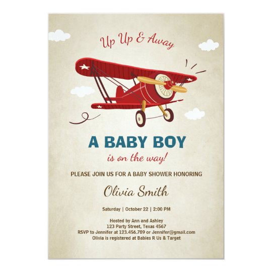 Airplane Baby Shower Invitation Travel Adventure Zazzle