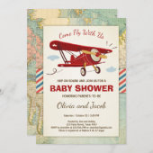 Airplane Baby Shower Invitation Travel Adventure (Front/Back)
