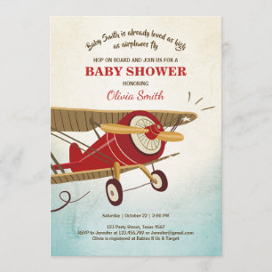 Airplane Baby Shower Invitation Travel Adventure