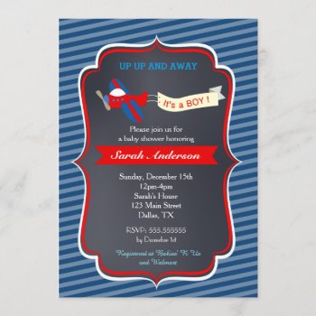 Airplane Baby Shower Invitations by SugarPlumPaperie at Zazzle
