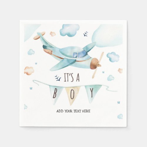 Airplane Baby Shower Napkins _ Its a Boy
